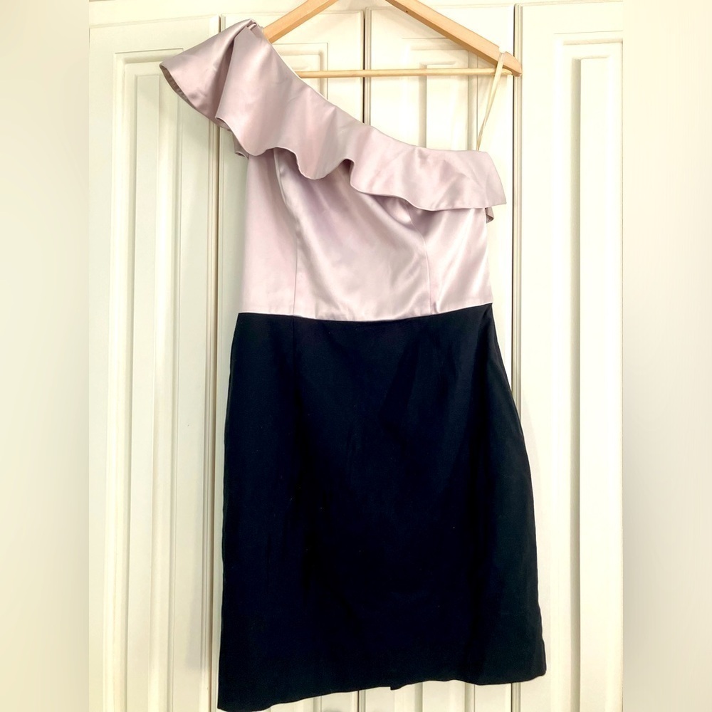 White House Black‎ Market One Shoulder Mixed Media Mini Cocktail Dress Size 6